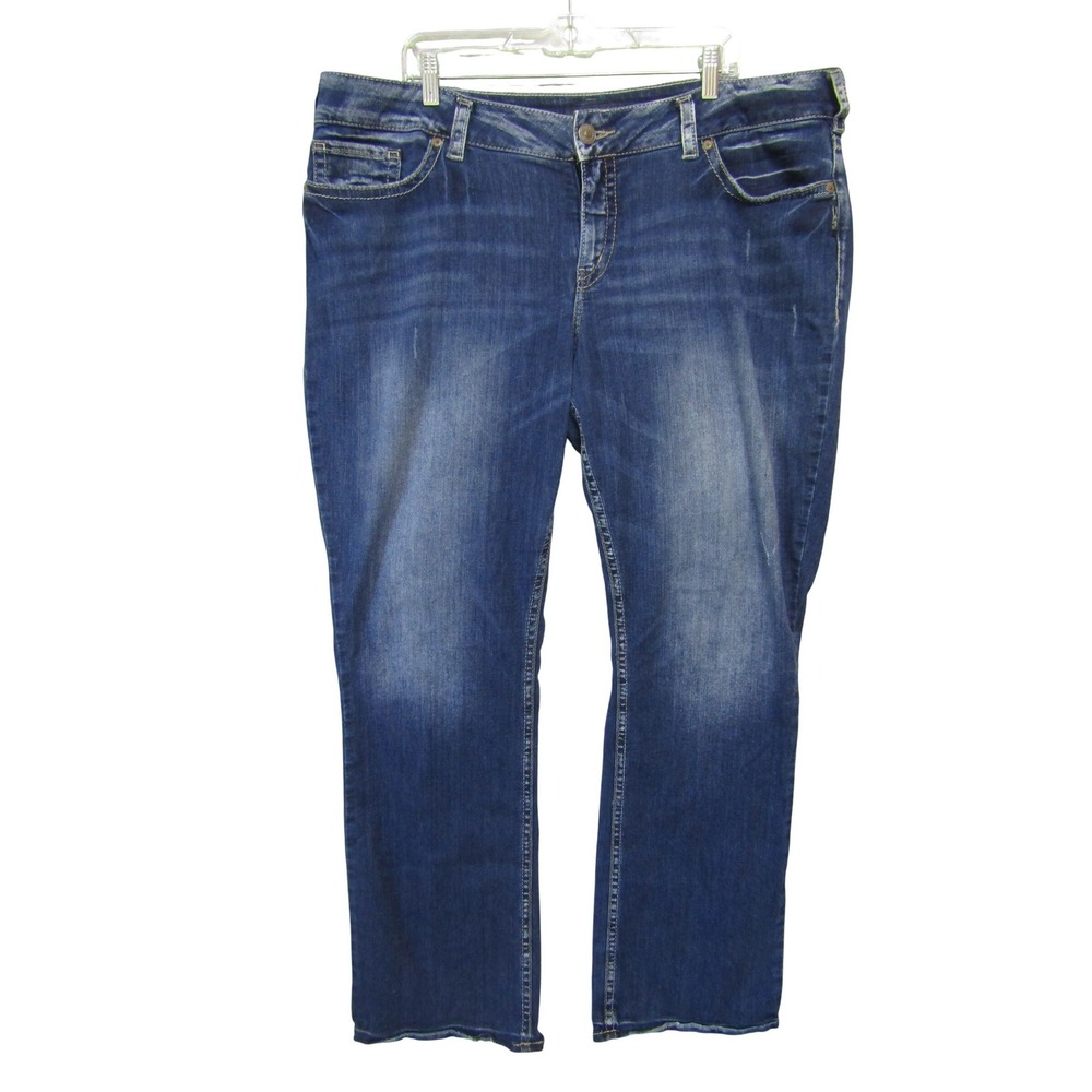 Silver Jeans Co Suki Mid Slim Bootcut Womens 40x33 Blue Good Embroidered Pockets
